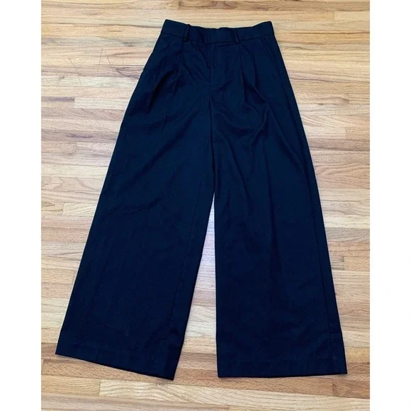 Madewell The Harlow Superwide-Leg Trouser 00 Black High Rise Pleated Pants - Picture 1 of 10